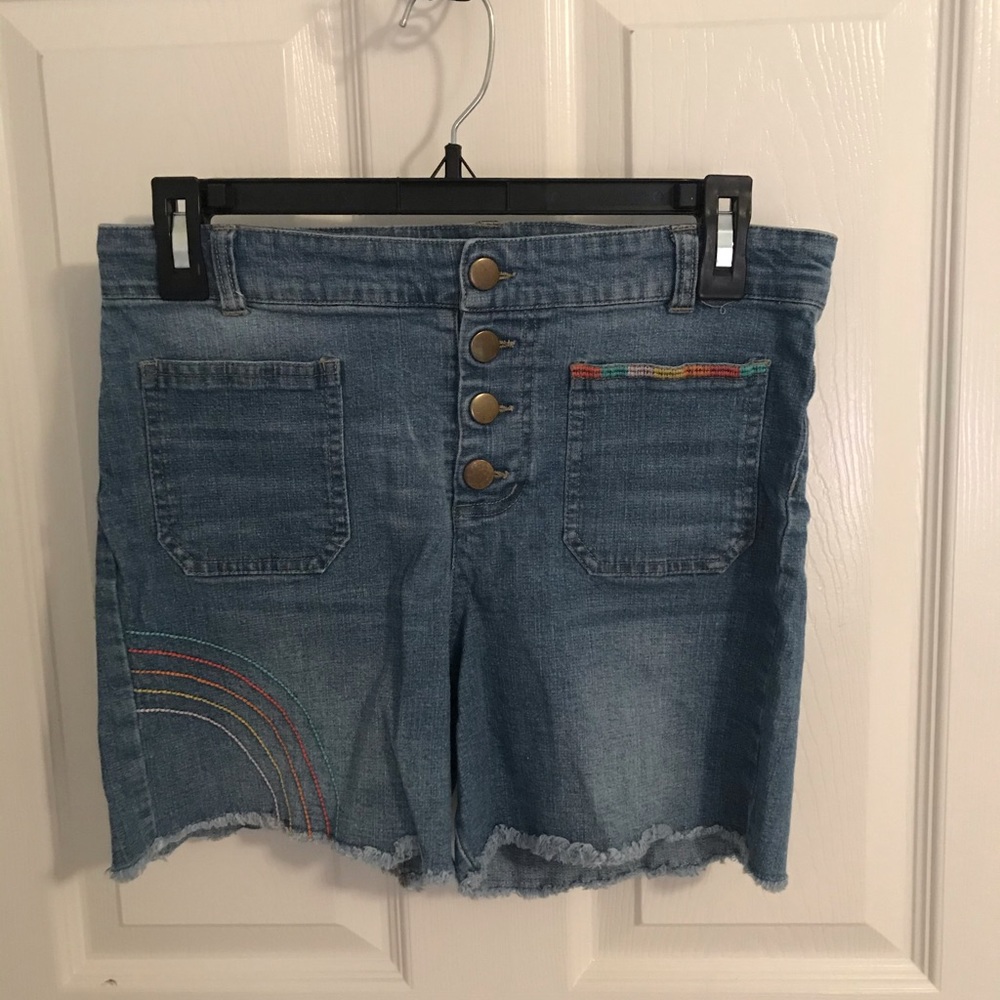 🌈Denim Shorts, With Rainbow Embroidery🌈